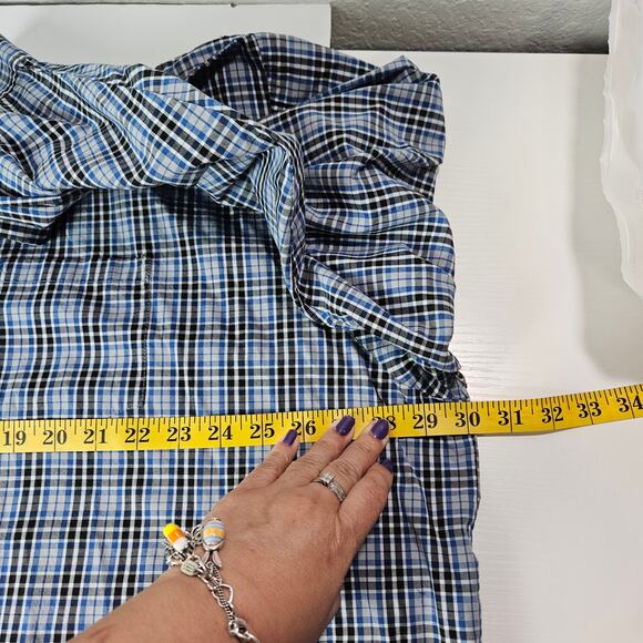 Wrangler Button Up Shirt Men’s 3XL Blue Plaid Long Sleeve Wrinkle Resist Cotton - Picture 7 of 9